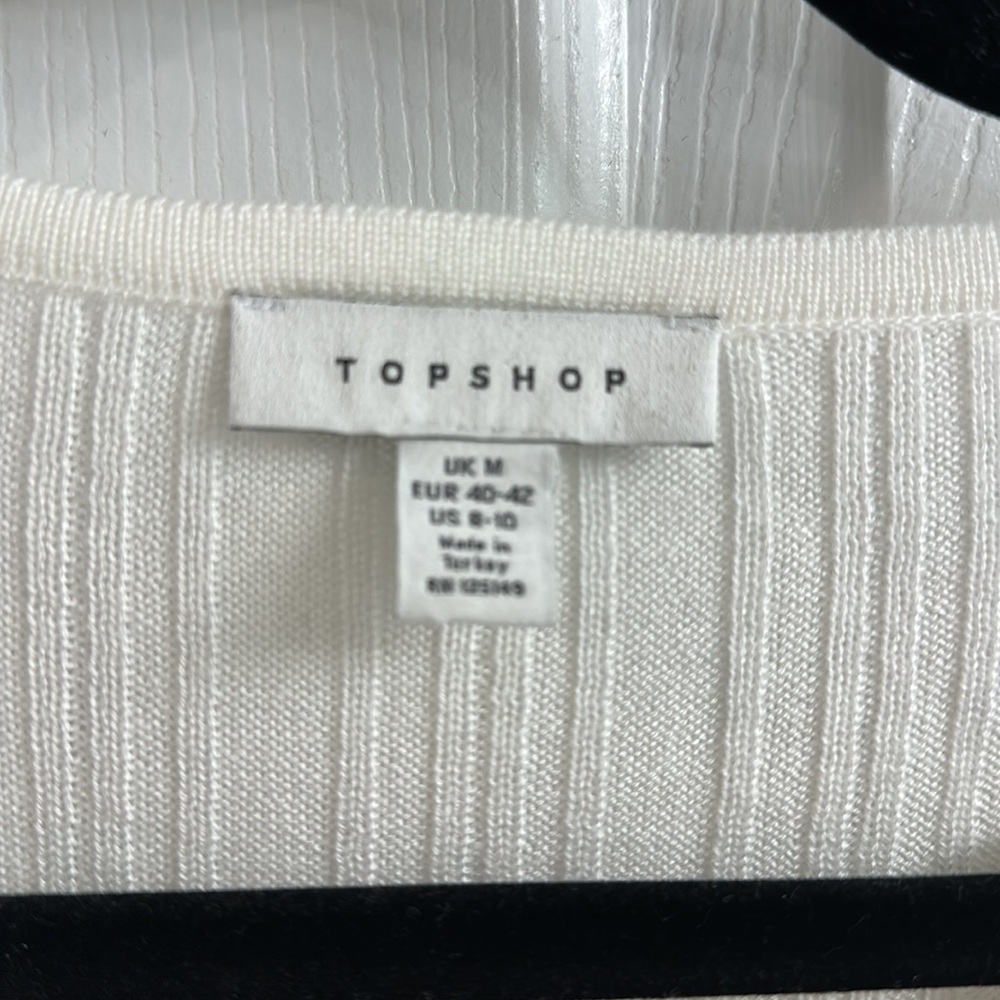 Top Shop Cream Ribbed Top - Picture 4 of 5